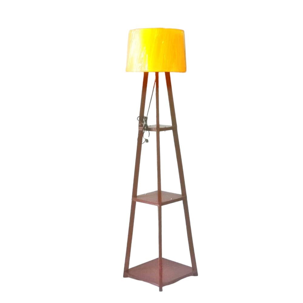 Wooden Tripod Floor Lamp with 3 Shelves for Living Room/Bedroom thumbnail 1